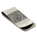Stainless-Steel-Money-Clip-for-Men,-Floral-Initial-Letter-Q,-Monogram-Wallet-Cash-Card-Holder