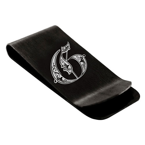 Stainless-Steel-Money-Clip-for-Men,-Royal-Font-Initial-G,-Monogram-Wallet-Cash-Card-Holder