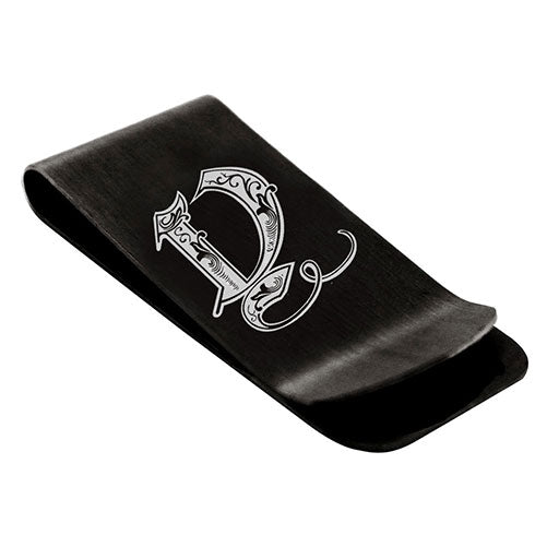 Stainless-Steel-Money-Clip-for-Men,-Royal-Font-Initial-Y,-Monogram-Wallet-Cash-Card-Holder