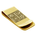 Stainless-Steel-Money-Clip-for-Men,-Floral-Initial-Letter-J,-Monogram-Wallet-Cash-Card-Holder