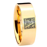 8mm-Pipe-Cut-Gold-Tungsten-Floral-Initial-Letter-A,-Monogram-Ring