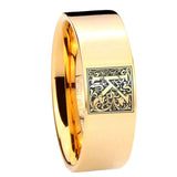 8mm-Pipe-Cut-Gold-Tungsten-Floral-Initial-Letter-K,-Monogram-Ring
