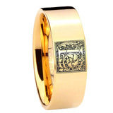 8mm-Pipe-Cut-Gold-Tungsten-Floral-Initial-Letter-L,-Monogram-Ring