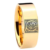 8mm-Pipe-Cut-Gold-Tungsten-Floral-Initial-Letter-Q,-Monogram-Ring