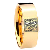 8mm-Pipe-Cut-Gold-Tungsten-Floral-Initial-Letter-W,-Monogram-Ring