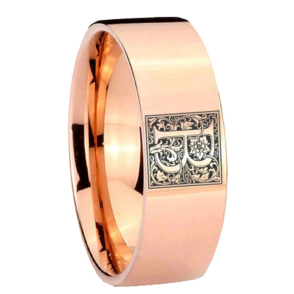 8mm-Pipe-Cut-Rose-Gold-Tungsten-Floral-Initial-Letter-B,-Monogram-Wedding-Ring