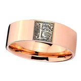 8mm-Pipe-Cut-Rose-Gold-Tungsten-Floral-Initial-Letter-F,-Monogram-Wedding-Ring