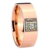 8mm-Pipe-Cut-Rose-Gold-Tungsten-Floral-Initial-Letter-L,-Monogram-Wedding-Ring