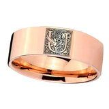 8mm-Pipe-Cut-Rose-Gold-Tungsten-Floral-Initial-Letter-U,-Monogram-Wedding-Ring