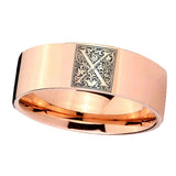 8mm-Pipe-Cut-Rose-Gold-Tungsten-Floral-Initial-Letter-X,-Monogram-Wedding-Ring