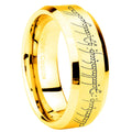 8mm Lord Of The Ring Beveled Edge Matte Gold Mens Work Ring