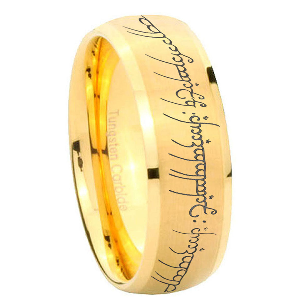 8mm Lord Of The Ring Dome Matte Gold Women's Tungsten Ring
