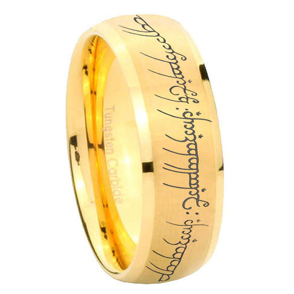 8mm Lord Of The Rings Dome Matte Gold Women's Tungsten Rings