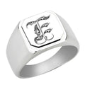 Stainless-Steel-Signet-Rings,-Royal-Font-Initial-E,-Monogram-Mens-Wedding-Band