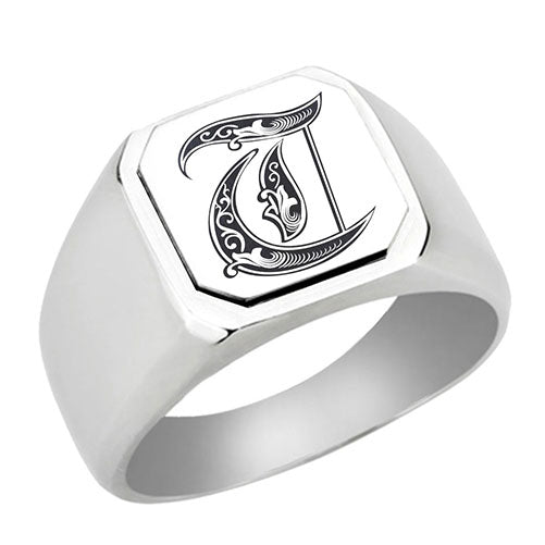 Stainless-Steel-Signet-Rings,-Royal-Font-Initial-T,-Monogram-Mens-Wedding-Band