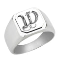 Stainless-Steel-Signet-Rings,-Royal-Font-Initial-W,-Monogram-Mens-Wedding-Band