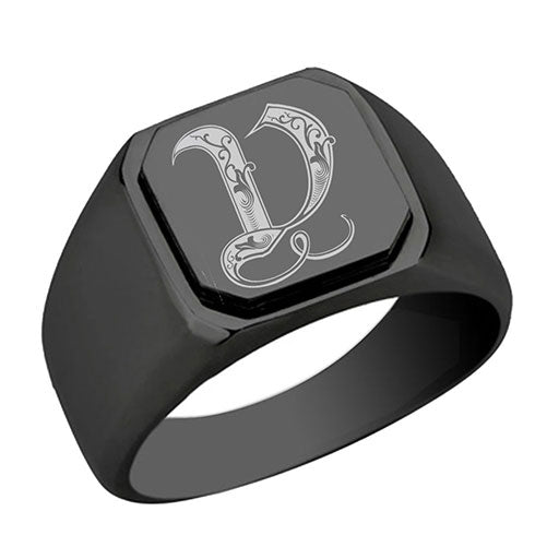 Stainless-Steel-Signet-Rings,-Royal-Font-Initial-V,-Monogram-Mens-Wedding-Band