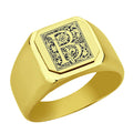 Stainless-Steel-Signet-Men-Ring,-Floral-Initial-Letter-B,-Monogram-Wedding-Bands