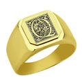 Stainless-Steel-Signet-Men-Ring,-Floral-Initial-Letter-Q,-Monogram-Wedding-Bands
