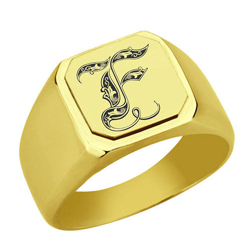 Stainless-Steel-Signet-Rings,-Royal-Font-Initial-F,-Monogram-Mens-Wedding-Band