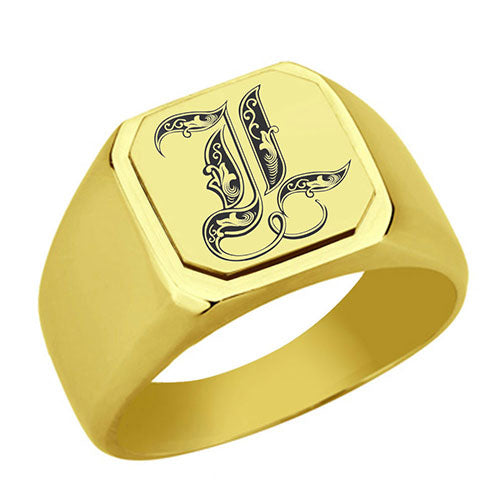 Stainless-Steel-Signet-Rings,-Royal-Font-Initial-L,-Monogram-Mens-Wedding-Band