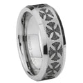 8MM Medieval Cross Beveled Brushed Gray Tungsten Wedding Band For Men