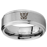 8mm Decepticon Transformers Step Edges Brushed Tungsten Custom Ring for Men