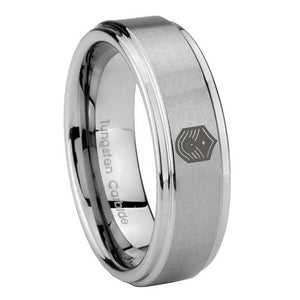 10mm Chief Master Sergeant Vector Step Edges Brushed Tungsten Rings for Men