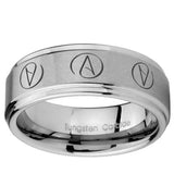 8mm Atheist Design Step Edges Brushed Tungsten Men's Bands Ring