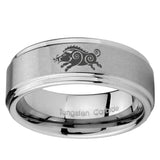 10mm Wild Boar Step Edges Brushed Tungsten Carbide Men's Wedding Ring