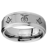 10mm Masonic Shriners Step Edges Brushed Tungsten Carbide Personalized Ring