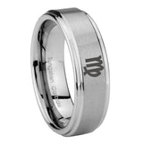 10mm Virgo Zodiac Step Edges Brushed Tungsten Carbide Men's Bands Ring