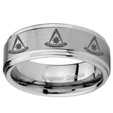 10mm Multiple Pester Master Masonic Step Edges Brushed Tungsten Promise Ring