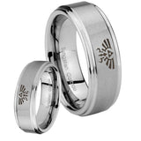 His Hers Zelda Skyward Sword Step Edges Brushed Tungsten Men's Bands Ring Set