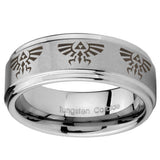 10mm Multiple Zelda Skyward Sword Step Edges Brushed Tungsten Men's Band Ring