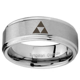 10mm Zelda Triforce Step Edges Brushed Tungsten Carbide Men's Engagement Ring