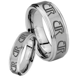 His Hers Multiple CTR Step Edges Brushed Tungsten Custom Ring for Men Set