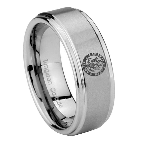 10mm U.S. Army Step Edges Brushed Tungsten Carbide Men's Wedding Ring