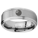 8mm 8 Ball Step Edges Brushed Tungsten Carbide Men's Engagement Band