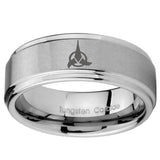 10mm Klingon Step Edges Brushed Tungsten Carbide Mens Bands Ring