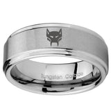 8mm Maximal Step Edges Brushed Tungsten Carbide Wedding Engagement Ring