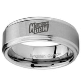 8mm Mountain Dew Step Edges Brushed Tungsten Carbide Anniversary Ring