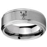 10mm Scorpio Zodiac Horoscope Step Edges Brushed Tungsten Mens Promise Ring