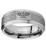 10mm Celtic Zelda Step Edges Brushed Tungsten Carbide Men's Engagement Ring