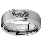 10mm Dragon Step Edges Brushed Tungsten Carbide Wedding Engraving Ring