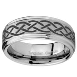 10mm Celtic Knot Step Edges Brushed Tungsten Carbide Men's Wedding Ring