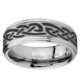 8mm Celtic Knot Infinity Love Step Edges Brushed Tungsten Carbide Mens Anniversary Ring