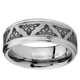 10mm Celtic Knot Step Edges Brushed Tungsten Carbide Men's Wedding Ring