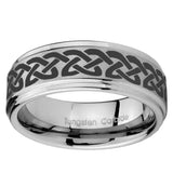 10mm Celtic Knot Love Step Edges Brushed Tungsten Carbide Men's Wedding Ring