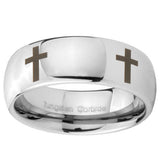 10mm Crosses Mirror Dome Tungsten Carbide Wedding Engagement Ring